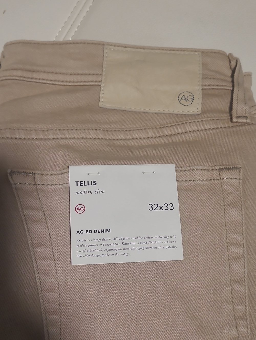 Ag Adriano Goldschmied Tellis Modern Slim Jeans in Light Beige